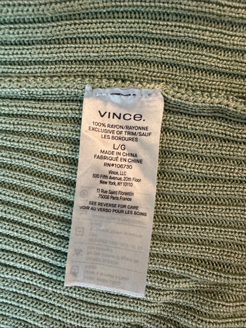 Vince Sage Green Ribbed Button-Front Cardigan - Picture 6 of 6